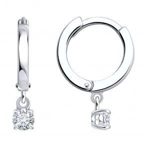 Серебряные серьги SOKOLOV с бриллиантом выращенным 86020014 фото