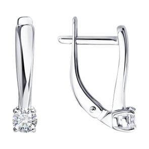 Серебряные серьги SOKOLOV с бриллиантом выращенным 86020017 фото