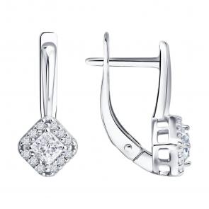 Серебряные серьги SOKOLOV с бриллиантом выращенным 86020018 фото