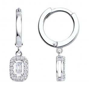 Серебряные серьги SOKOLOV с бриллиантом выращенным 86020023 фото