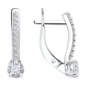 Серебряные серьги SOKOLOV с бриллиантом выращенным 86020024 фото