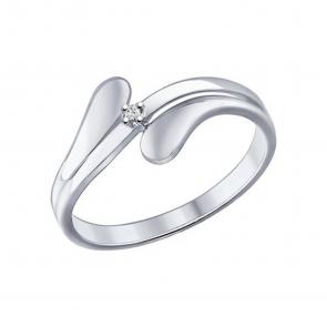 Серебряное кольцо SOKOLOV с бриллиантом 87010013 фото