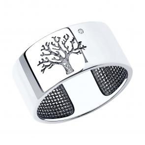 Серебряное кольцо SOKOLOV с бриллиантом 87010061 фото