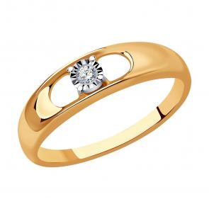 Кольцо из золочёного серебра SOKOLOV с бриллиантом 87010071 фото