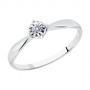 Серебряное кольцо SOKOLOV с бриллиантом 87010072 фото