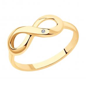 Кольцо из золочёного серебра SOKOLOV с бриллиантом 87010073 фото