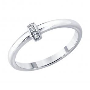 Серебряное кольцо SOKOLOV с бриллиантом 87010100 фото