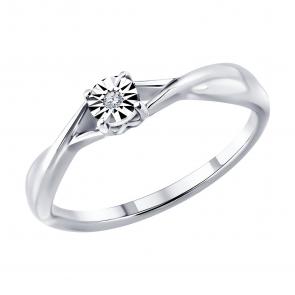 Серебряное кольцо SOKOLOV с бриллиантом 87010102 фото