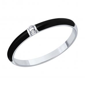 Серебряное кольцо SOKOLOV с бриллиантом и эмалью 87010103 фото