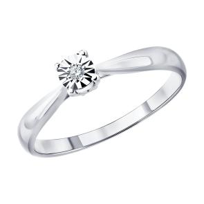 Серебряное кольцо SOKOLOV с бриллиантом 87010112 фото