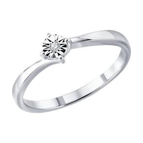 Серебряное кольцо SOKOLOV с бриллиантом 87010113 фото