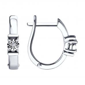 Серебряные серьги SOKOLOV с бриллиантом 87020058 фото