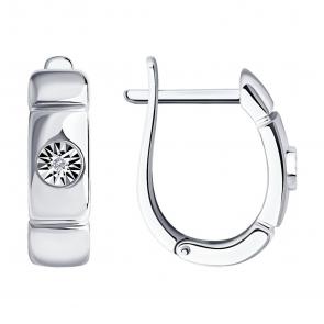 Серебряные серьги SOKOLOV с бриллиантом 87020062 фото