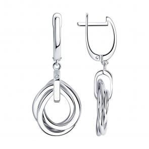 Серебряные серьги SOKOLOV с бриллиантом 87020080 фото