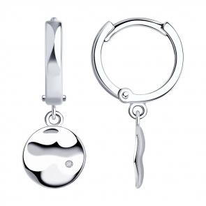 Серебряные серьги SOKOLOV с бриллиантом 87020090 фото