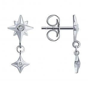 Серебряные серьги SOKOLOV с бриллиантом 87020100 фото