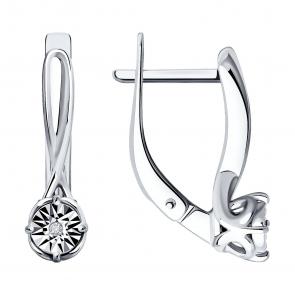 Серебряные серьги SOKOLOV с бриллиантом 87020105 фото