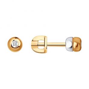Серьги из золочёного серебра SOKOLOV с бриллиантом 87020106 фото