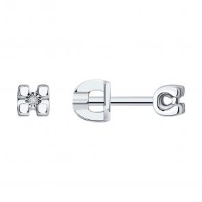 Серебряные серьги SOKOLOV с бриллиантом 87020108 фото