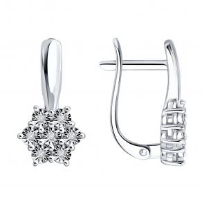 Серебряные серьги SOKOLOV с бриллиантом 87020119 фото