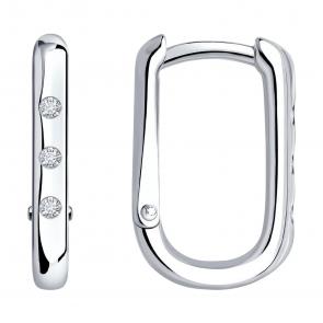 Серебряные серьги SOKOLOV с бриллиантом 87020120 фото