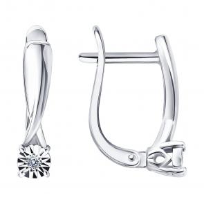 Серебряные серьги SOKOLOV с бриллиантом 87020121 фото