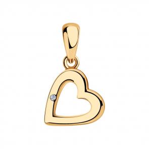 Подвеска из золочёного серебра SOKOLOV с бриллиантом 87030022 фото