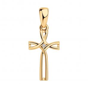 Подвеска из золочёного серебра SOKOLOV с бриллиантом 87030023 фото