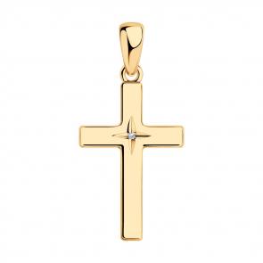 Подвеска из золочёного серебра SOKOLOV с бриллиантом 87030024 фото