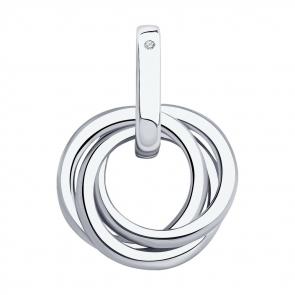 Серебряная подвеска SOKOLOV с бриллиантом 87030056 фото