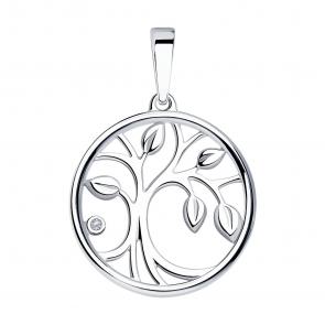 Серебряная подвеска SOKOLOV с бриллиантом 87030059 фото