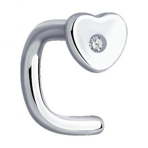 Серебряный пирсинг в нос SOKOLOV с бриллиантом 87060001 фото