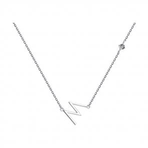 Серебряное колье буква М SOKOLOV с бриллиантом 87070023 фото