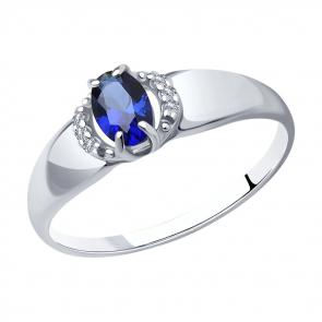 Серебряное кольцо SOKOLOV с фианитом и сапфировым корундом 88010009 фото
