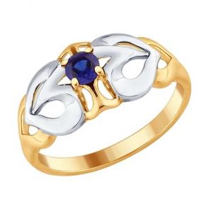 Кольцо из золочёного серебра SOKOLOV с сапфировым корундом 88010043 фото
