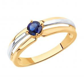 Кольцо из золочёного серебра SOKOLOV с сапфировым корундом 88010070 фото