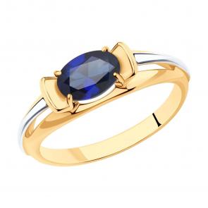 Кольцо из золочёного серебра SOKOLOV с сапфировым корундом 88010071 фото