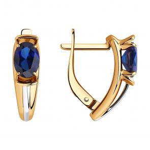 Серьги из золочёного серебра SOKOLOV с сапфировым корундом 88020070 фото