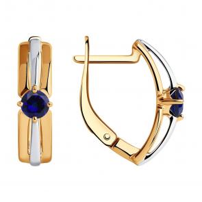 Серьги из золочёного серебра SOKOLOV с сапфировым корундом 88020071 фото
