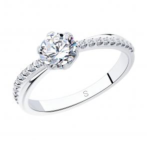 Помолвочное кольцо из серебра SOKOLOV с фианитом SWAROVSKI 89010002 фото