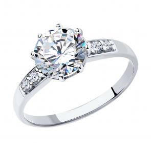 Помолвочное кольцо из серебра SOKOLOV с SWAROVSKI 89010014 фото