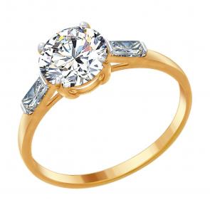 Кольцо из золочёного серебра SOKOLOV с Swarovski 89010077 фото