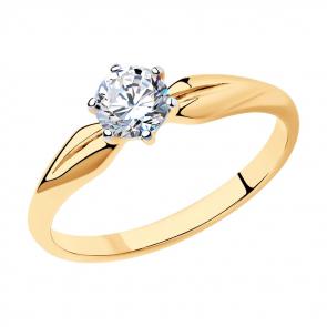 Кольцо из золочёного серебра SOKOLOV с Swarovski 89010086 фото