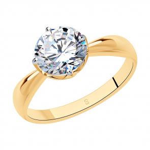 Кольцо из золочёного серебра SOKOLOV с Swarovski 89010098 фото