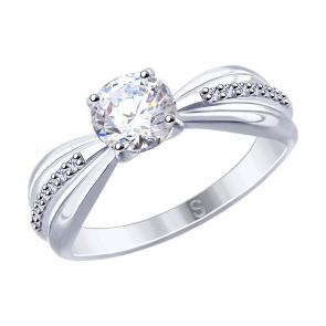 Серебряное кольцо SOKOLOV с Swarovski 89010109 фото