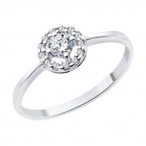 Серебряное кольцо SOKOLOV с фианитом 89010135 фото