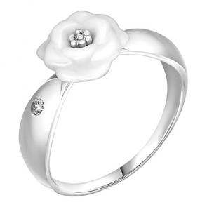 Серебряное кольцо Золотые узоры с керамикой и цирконием 90-01-5813-00 фото