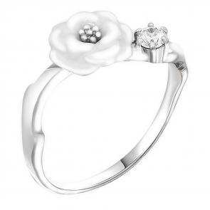 Серебряное кольцо Золотые узоры с керамикой и цирконием 90-01-5817-00 фото