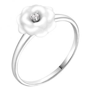 Серебряное кольцо Золотые узоры с керамикой и цирконием 90-01-5819-00 фото