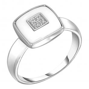 Серебряное кольцо Золотые узоры с керамикой и цирконием 90-01-6379-00 фото